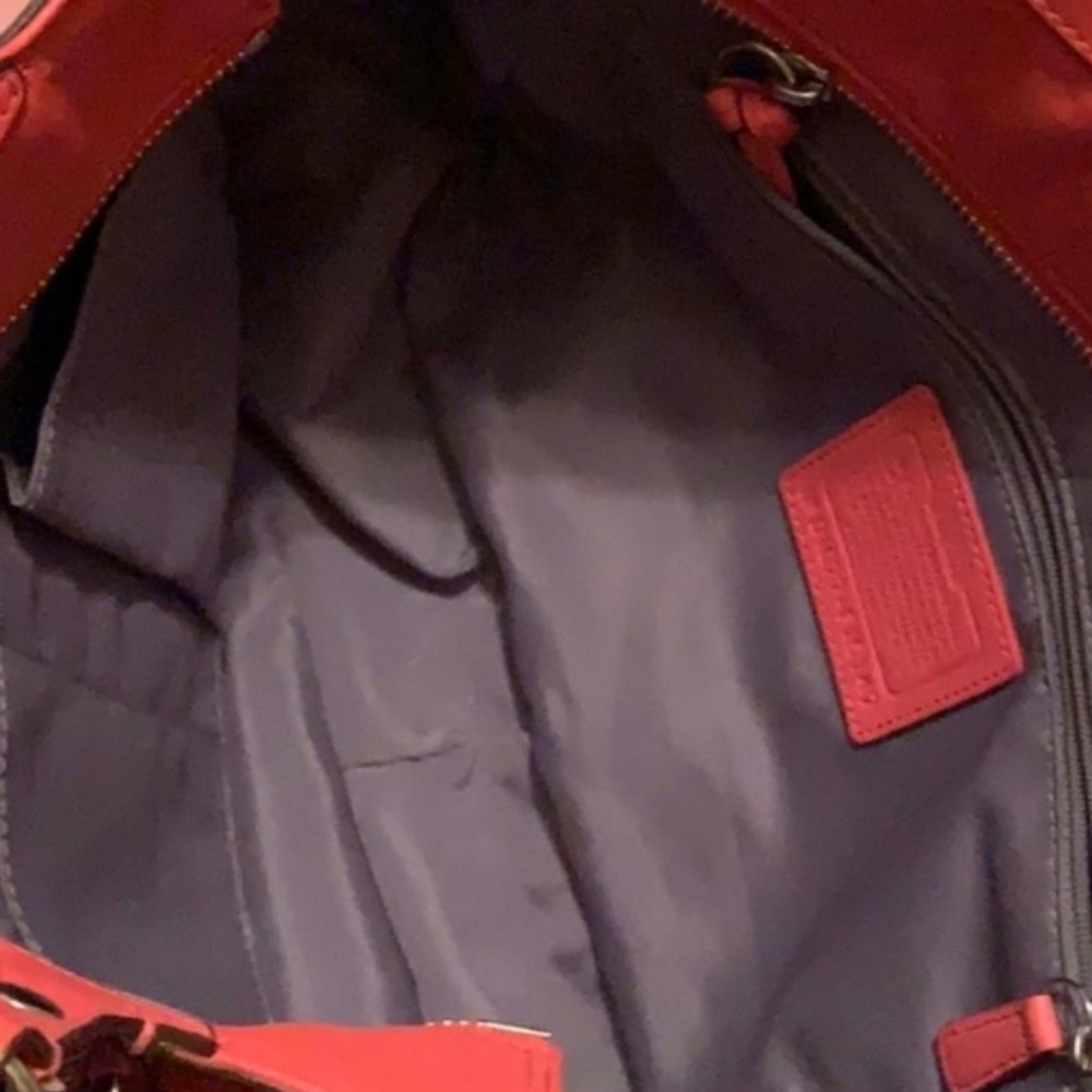 Coach Gallery East West Tote Genuine Leather Purse Coral Color Bag F15147 - Picture 10 of 11